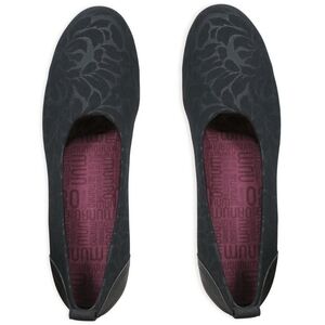 Munro Black Slip-On Ballet Flats with Plum Insole
